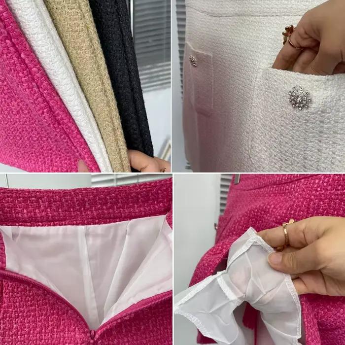 Jupes courtes trapèze en Tweed pour femmes