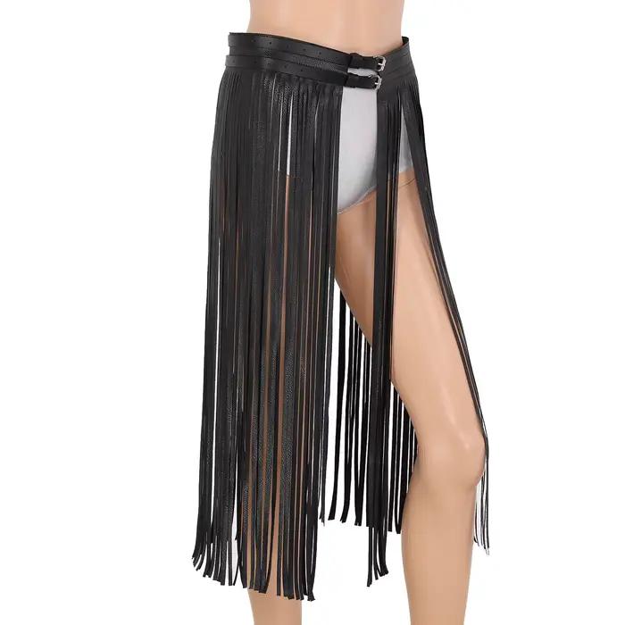 Jupe à franges en similicuir avec pompon pour femme, ceinture de décoration de personnalité brève, marée de mode, jupes à franges assorties, printemps et été 2021