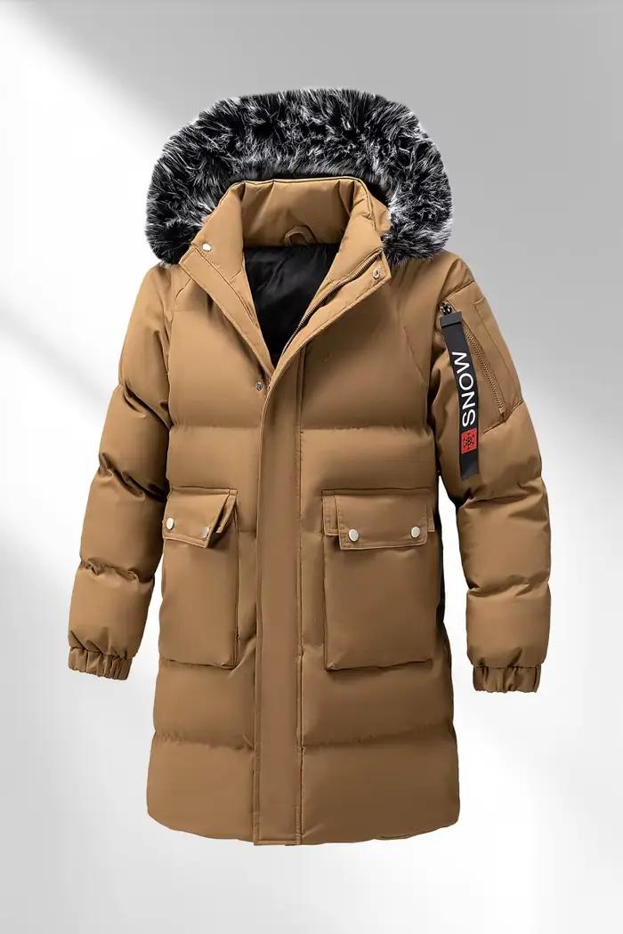 Parka mi-longue en coton épais à capuche pour homme, vêtement d'extérieur chaud et polyvalent, coupe-vent, pour l'hiver, mode décontractée, voyage quotidien
