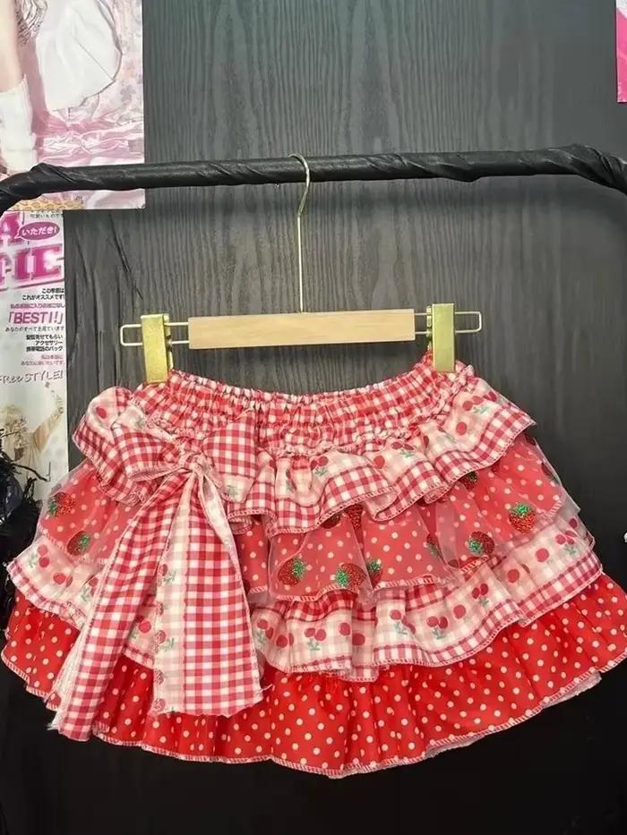 Nouvelle jupe mignonne à motif fraise pour femme