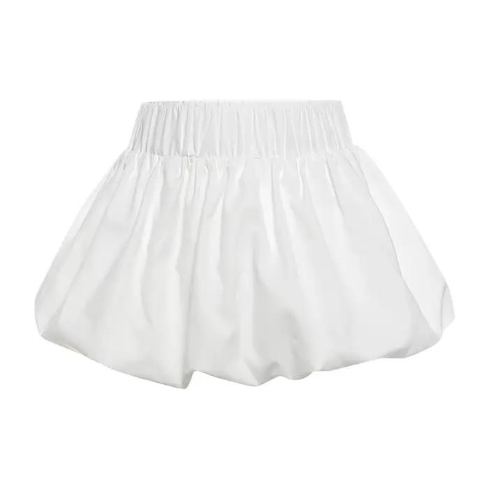 Jupe à bulles pour femmes en polyester, taille haute élastique, évasée avec volants, courte et légère pour l'été, occasions spéciales et quotidiennes