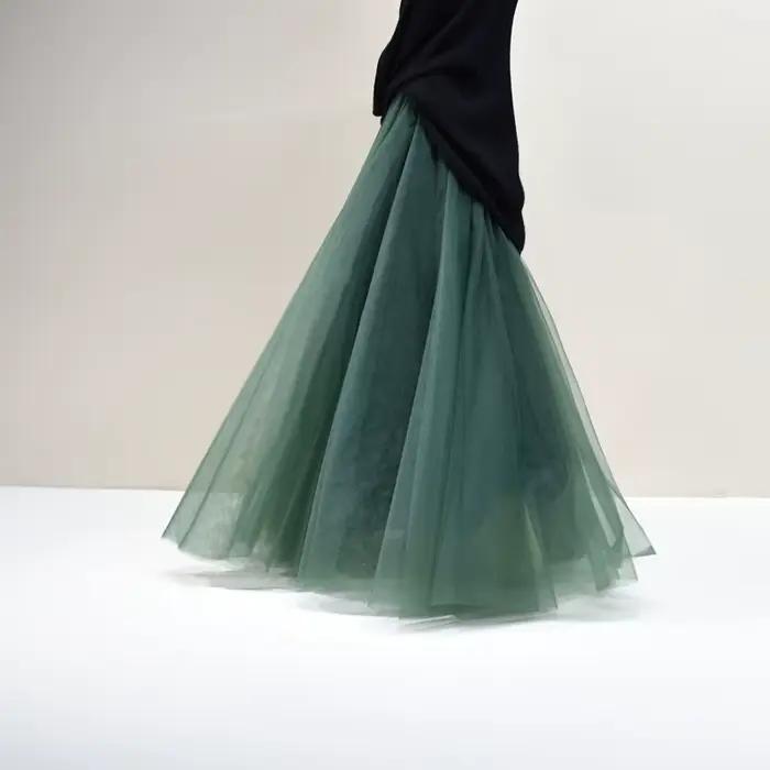 Jupe midi féerique taille haute ajustée, jupe en tulle de danse printemps 2026