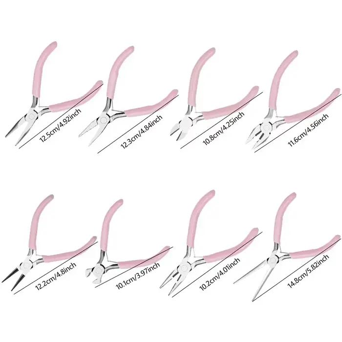Kit d'outils et d'équipement de pince à bijoux, pince à fil de coupe antarctique ronde longue, accessoires d'outils exécutifs de bijoux de bricolage, 8 styles