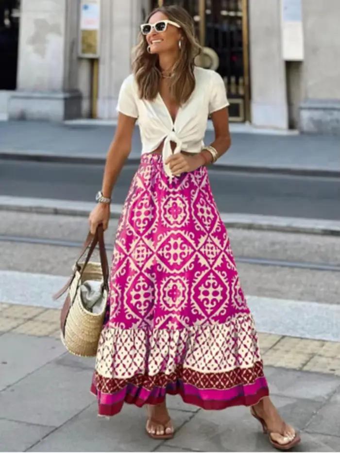 Robe bohème imprimée style rétro pour femmes, robe de vacances de printemps