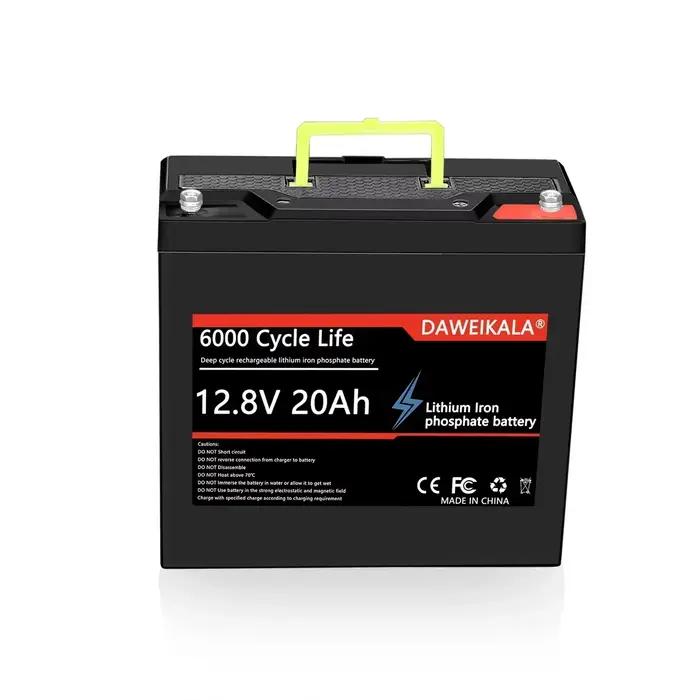 Batterie rechargeable au lithium 12V 20Ah, cycle LiFePO4, avec BMS 20A, adaptée aux véhicules électriques solaires
