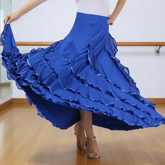 Jupe longue élégante pour femmes, idéale pour la danse latine, la danse de salon et les grandes soirées.