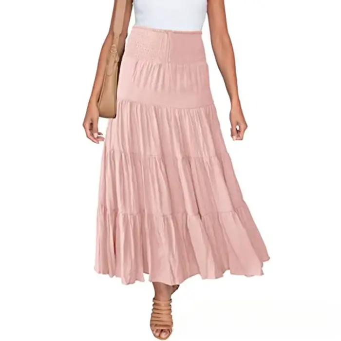 Été taille haute jupes Maxi femmes vêtements mode Ropa Mujer Faldas décontracté bohème jupe longue Saias Harajuku Streetwear