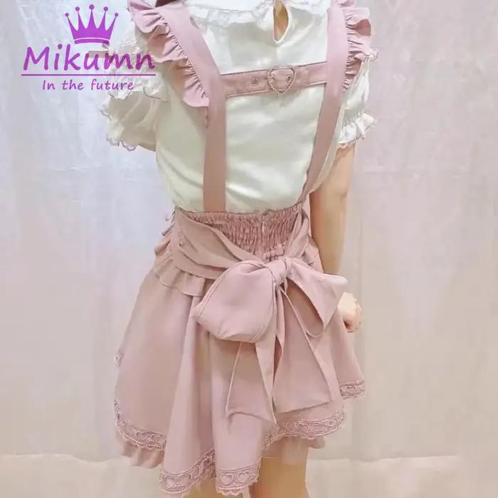 Mikumn gothique Lolita rétro nœud perle boucle volants jupes à bretelles Y2k filles japonaises doux Kawaii dentelle