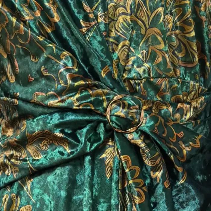 Robe longue en velours violet lavande, romantique et élégante, à manches longues, col en V, devant torsadé, style bohème, pour les vacances et les soirées