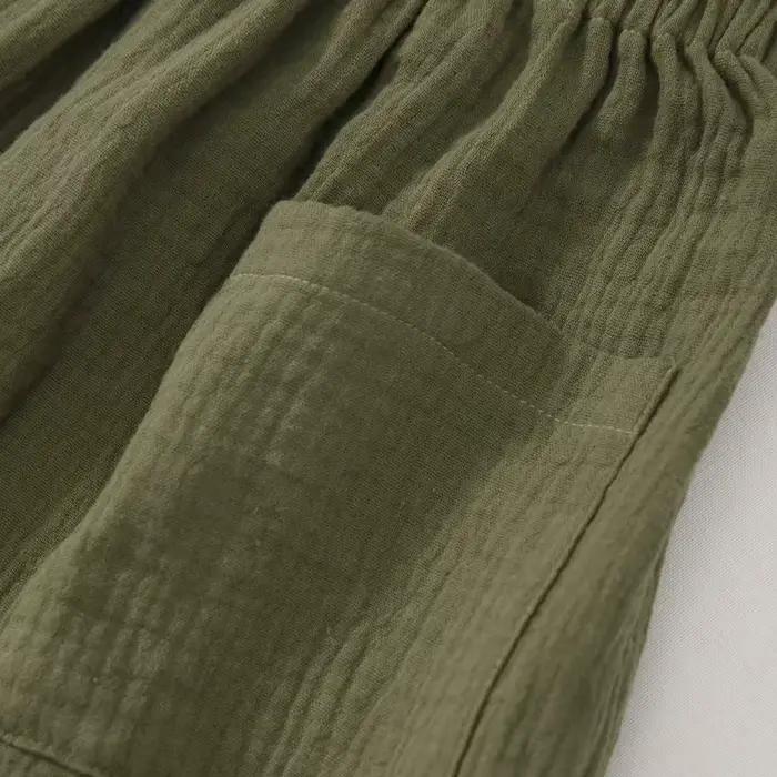 Jupes pour filles en gaze de coton 100% à taille élastique plissée