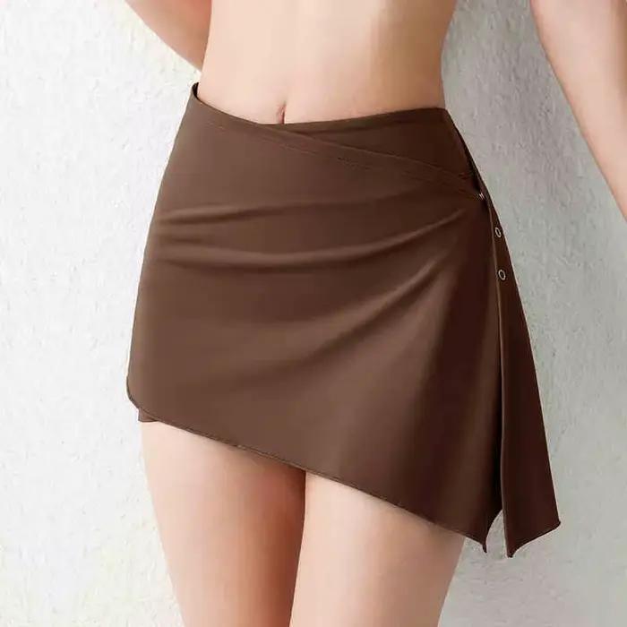 Ensemble de jupe de hanche à rideau de fesses personnalisé Pilates pour femmes; pantalons de yoga de fitness de sport anti-embarras à la mode pour le printemps a