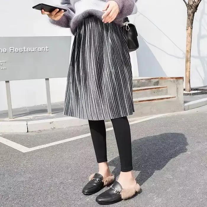 Jupe plissée en velours pour femme, leggings, jupe-culotte chaude pour l'hiver