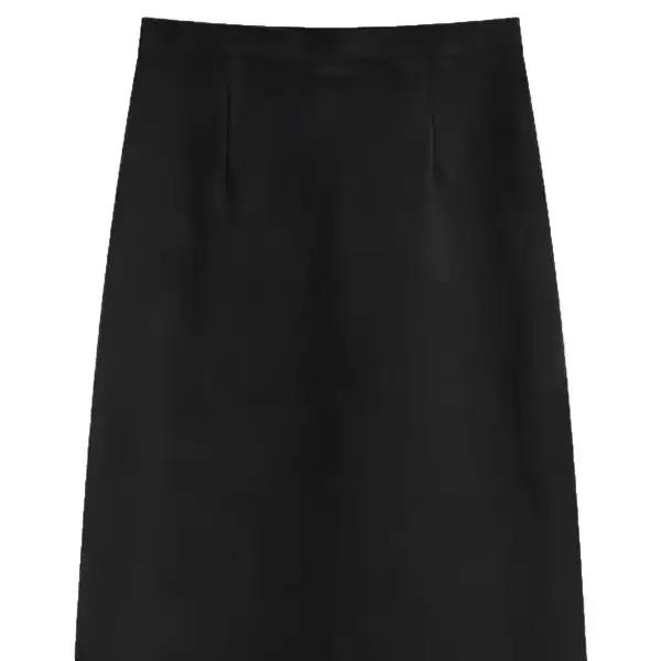 Mini jupe trapèze taille haute en laine noire pour femme