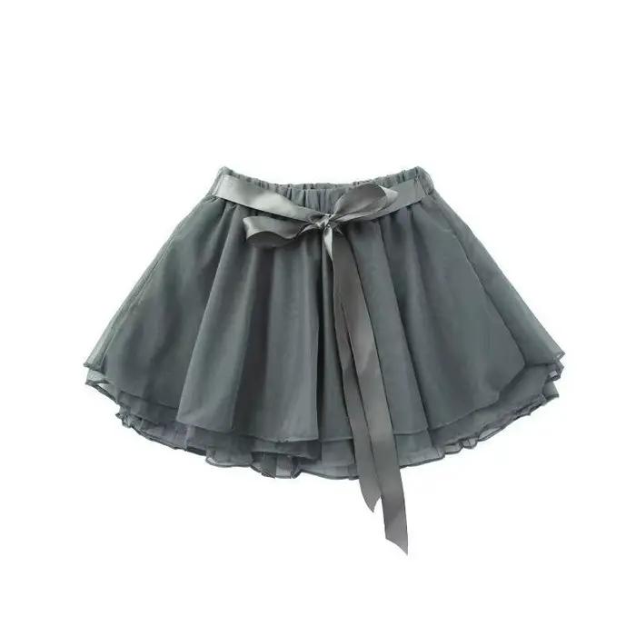 Jupe courte en tulle bouffante avec ruban simple pour fille