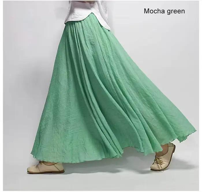 Jupe longue élégante en lin taille haute pour femme