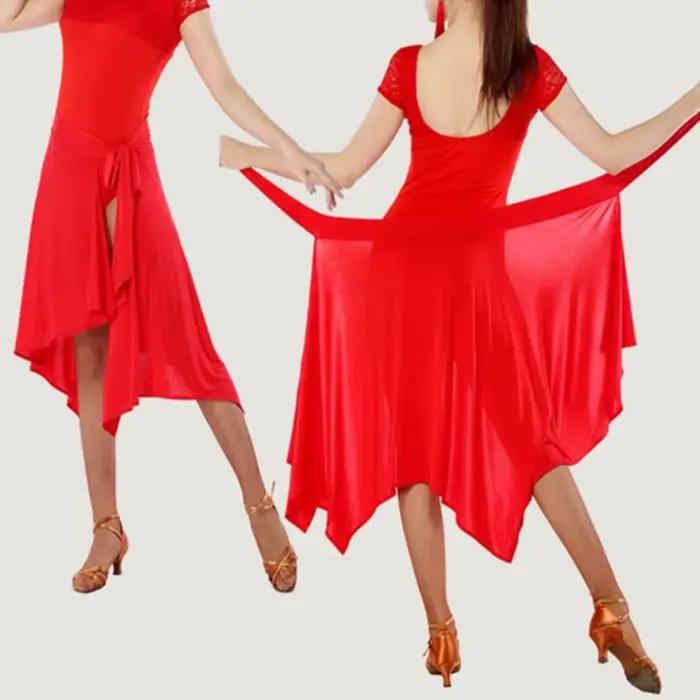 Jupe de danse professionnelle pour femmes haute qualité, coton et fibre de lait, pour compétitions et entrainte quotidienne, adaptée à toutes les saisons, couleurs variées, danse latine Samba Rumba Cha-cha