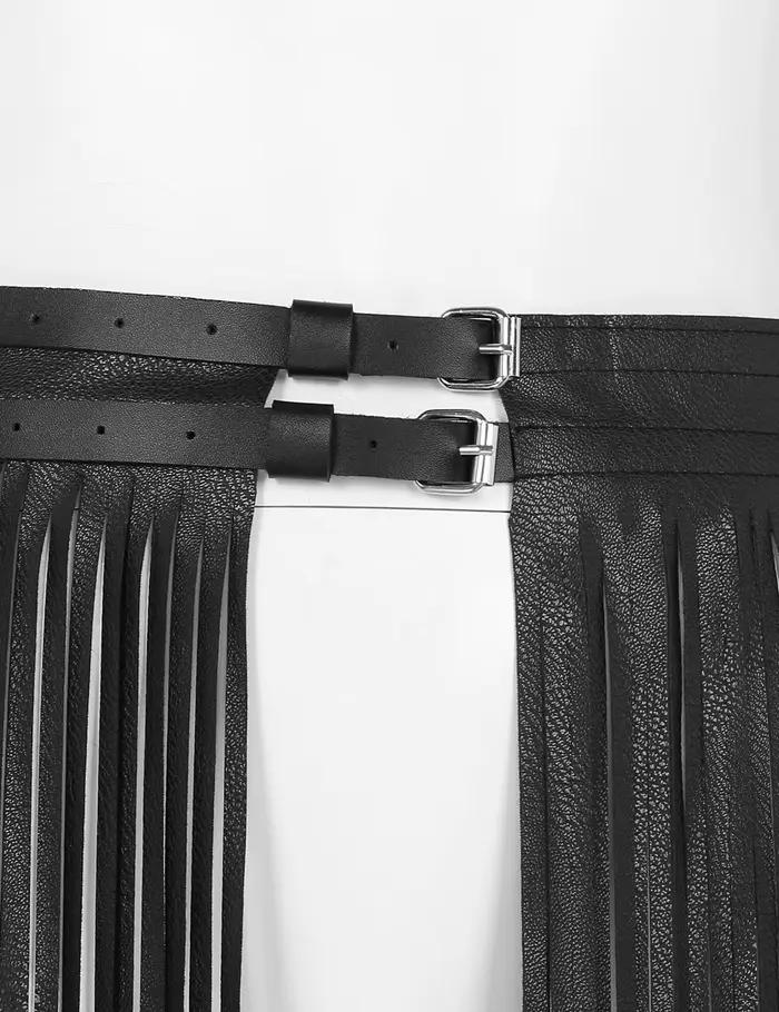 Jupe à franges en similicuir avec pompon pour femme, ceinture de décoration de personnalité brève, marée de mode, jupes à franges assorties, printemps et été 2021