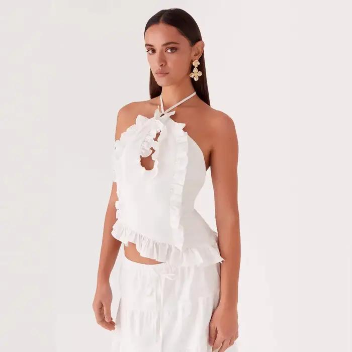 Jupe longue ample en coton pour femme avec ceinture