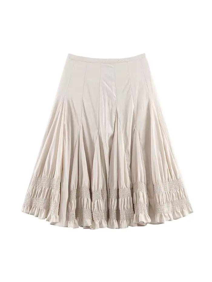 Jupe mi-longue HH Taille Haute Coupe Evasée Style Streetwear Fermeture Éclair Latérale Pour Femmes Occasions Spéciales Printemps