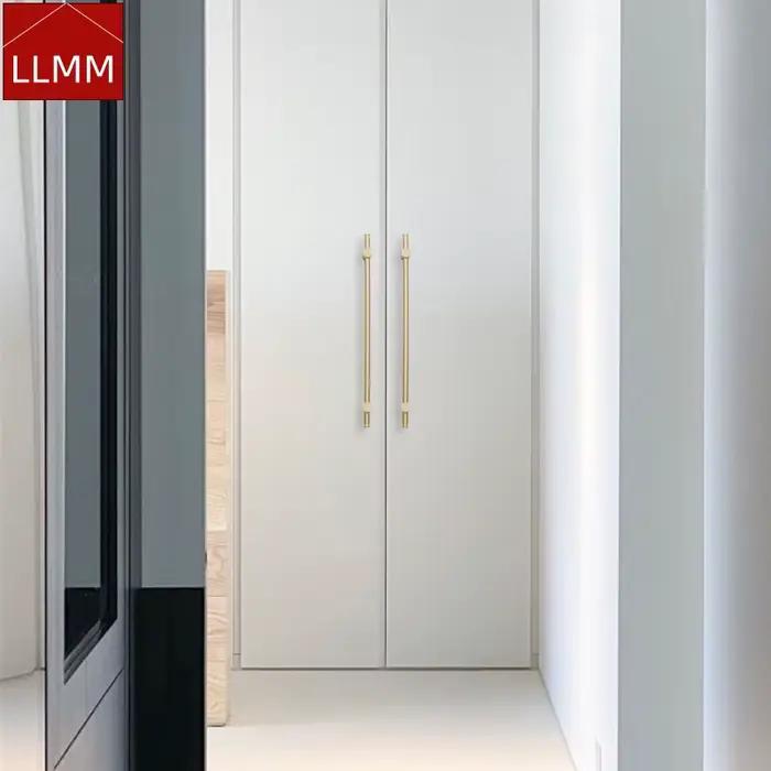 Poignée en laiton massif pur pour garde-robe, meubles longs Foy, moderne, simple, doré, léger, luxe, intégré, armoire, longue poignée
