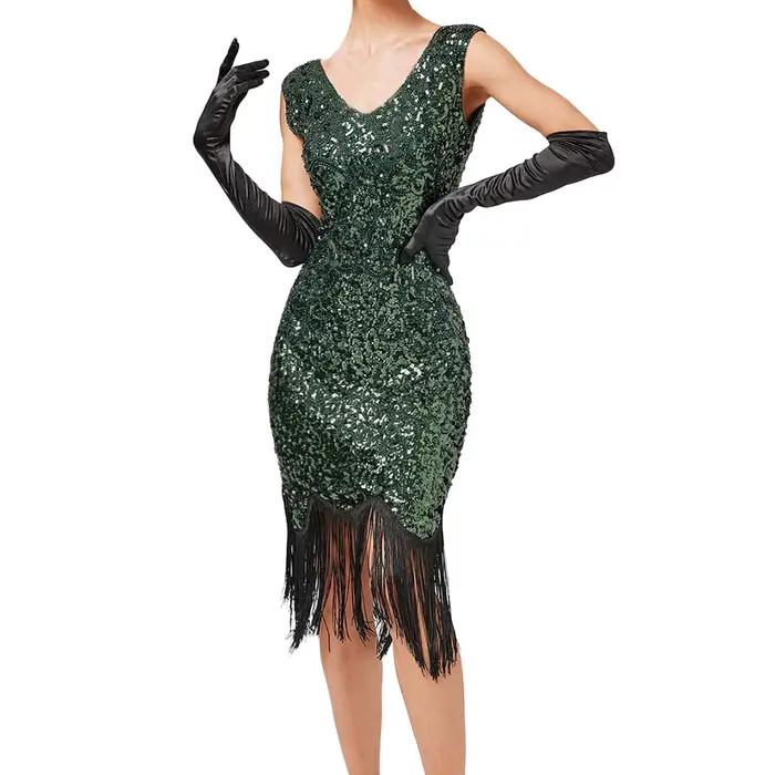 Robe de Soirée Vintage à Paillettes pour Femme