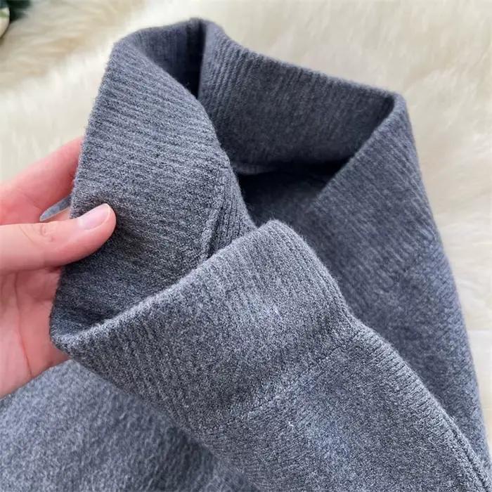 Jupe longue plissée en maille côtelée pour femme, taille haute élastique, coupe trapèze fluide, couleur unie, style coréen, décontractée, pour l'hiver