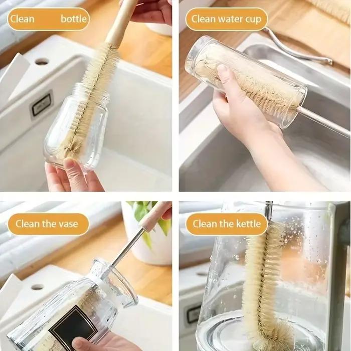 Brosse à bouteilles à long manche, utilisée pour nettoyer facilement la cuisine et la vaisselle