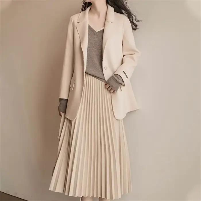 Femme Vintage taille haute décontractée jupes mi-longues 2024 automne hiver
