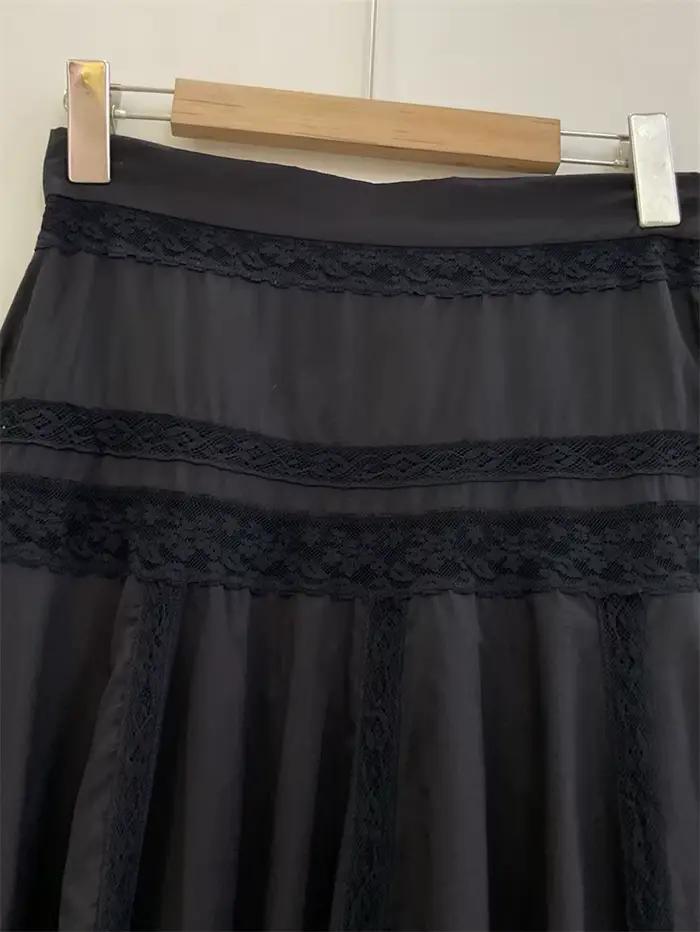 Jupe 100% Coton Femme Taille Haute Plissée Ourlet Irrégulier avec Empiècements en Dentelle Longueur Midi Nouvelle Collection Été 2026