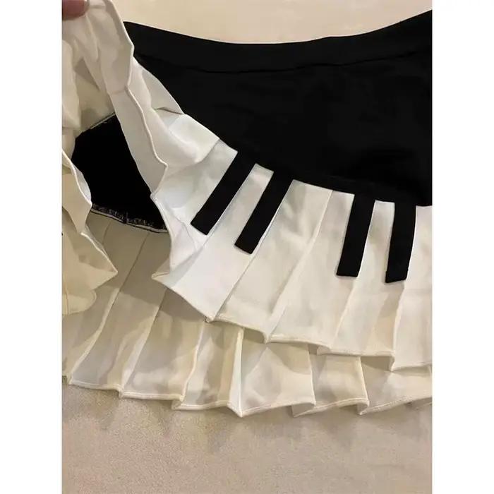 Vintage Y2k noir blanc Piano jupe femmes Design Hepburn été Harajuku Mini