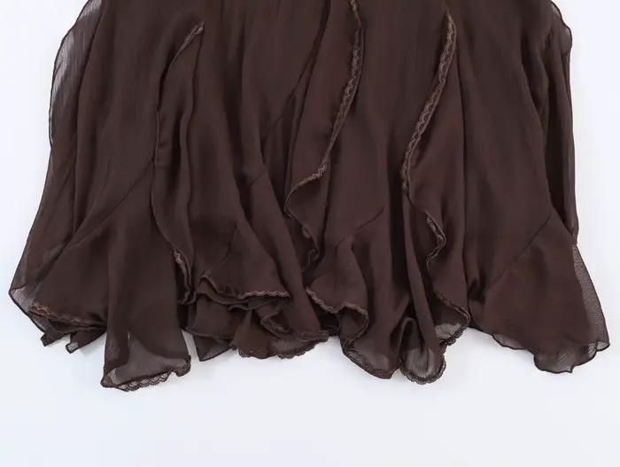 Jupe plissée à volants irréguliers style gâteau pour femme