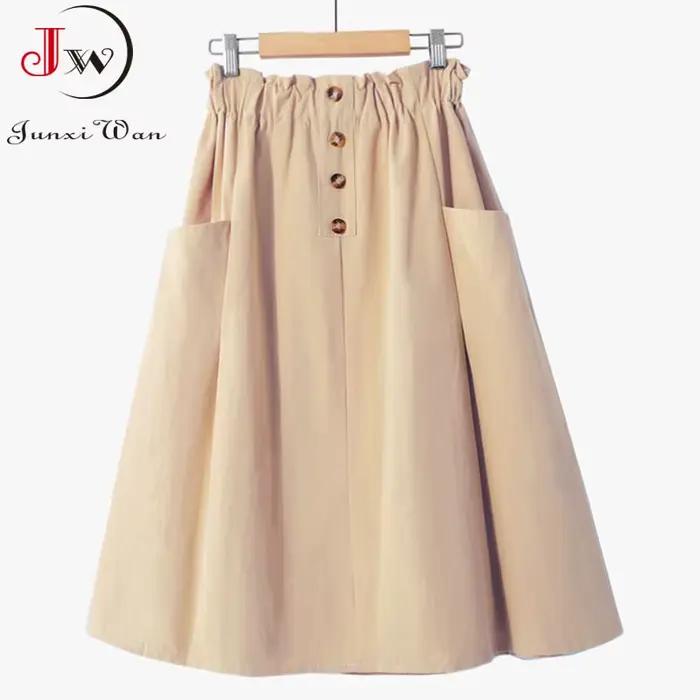 Jupe mi-longue taille haute A-Line avec poche pour femmes