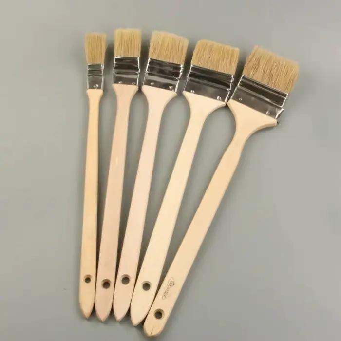 Nouvelle brosse à peinture marine à long manche, poils de porc mélangés, manche en bois massif, brosse à peinture murale, brosse à barbecue en forme de coude, artisanat artistique