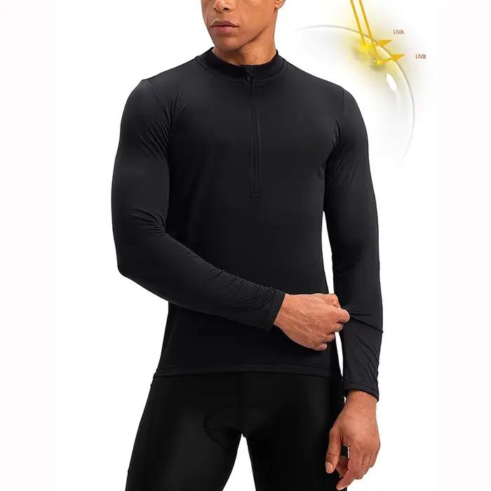 Maillot de cyclisme pour hommes à manches longues 3 poches bras de vélo Protection solaire rafraîchissant respirant Maillott manches longues maillot de cyclisme