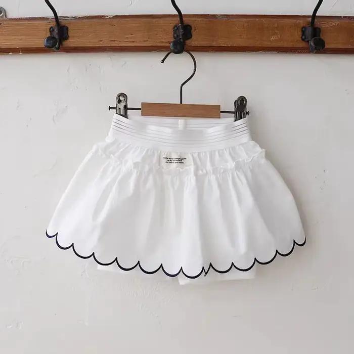 Q2650-T2648 Style coréen nouveauté filles confortable mignon doux dentelle à la mode polyvalent pantalon jupe ensemble pour les enfants