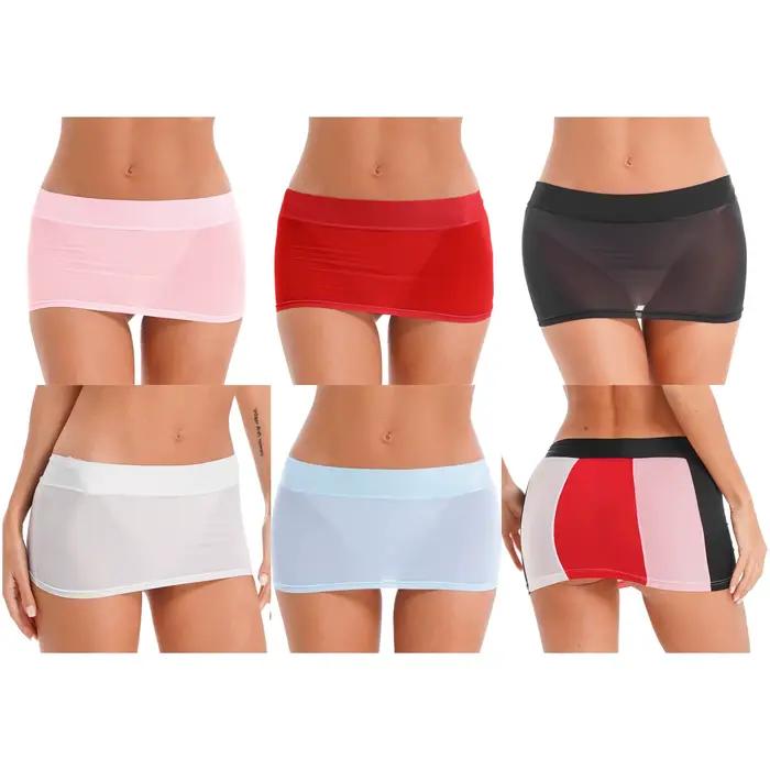 Mini-jupe crayon transparente sexy en nylon et élasthanne pour femmes, vêtements de plage, occasions spéciales et soirées festives