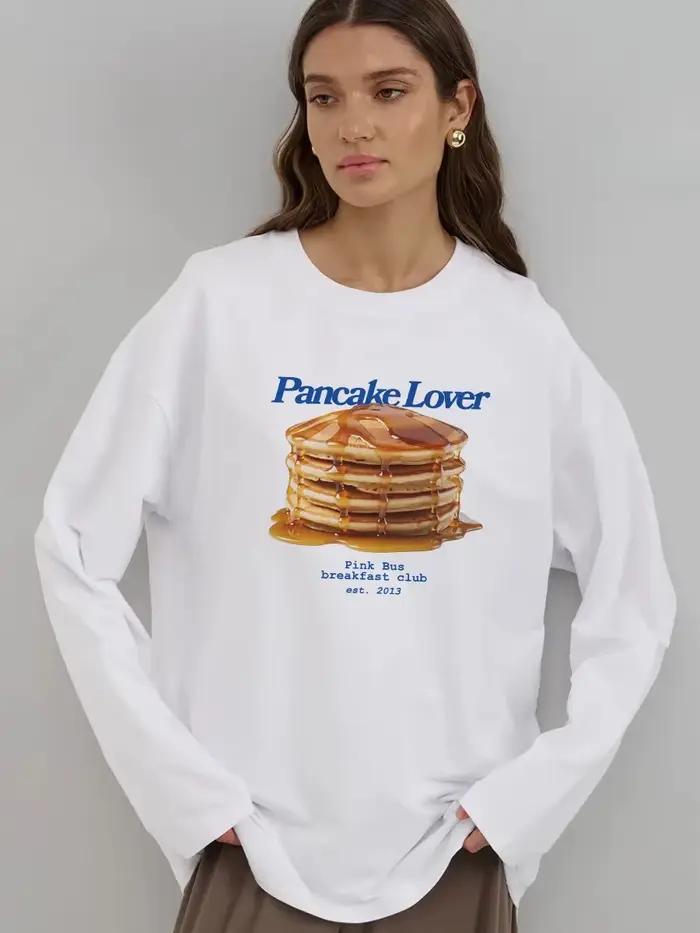T-shirt Chic Imprimé à Manches Longues pour Femme – Nouvelle Collection Printemps-Automne 2026 – Coupe Ample 100% Coton Doux – Haut Quotidien