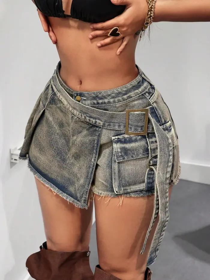 Jupe-culotte en jean vintage taille haute