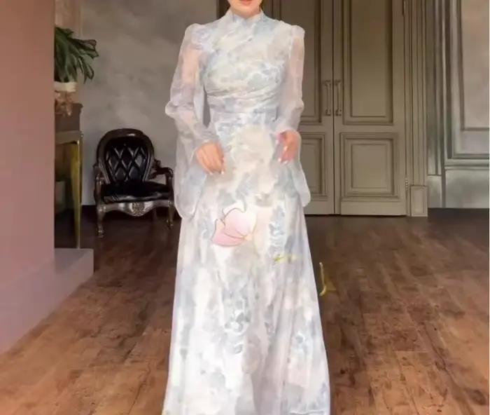Robe élégante et ajustée pour femmes, nouveau Style, manches cloche, jupe longue française cintrée à la taille, 2024