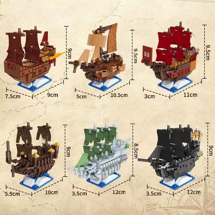 Blocs de construction de modèle de bateau pirate miniature à faire soi-même