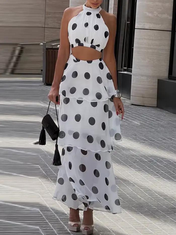 Ensemble jupe et haut à imprimé pois pour les fêtes
