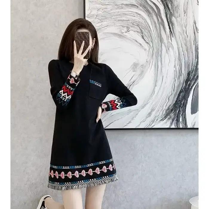 Robe tricotée à bascule pour femme, jupe pull de Style français, nouvelle collection automne-hiver