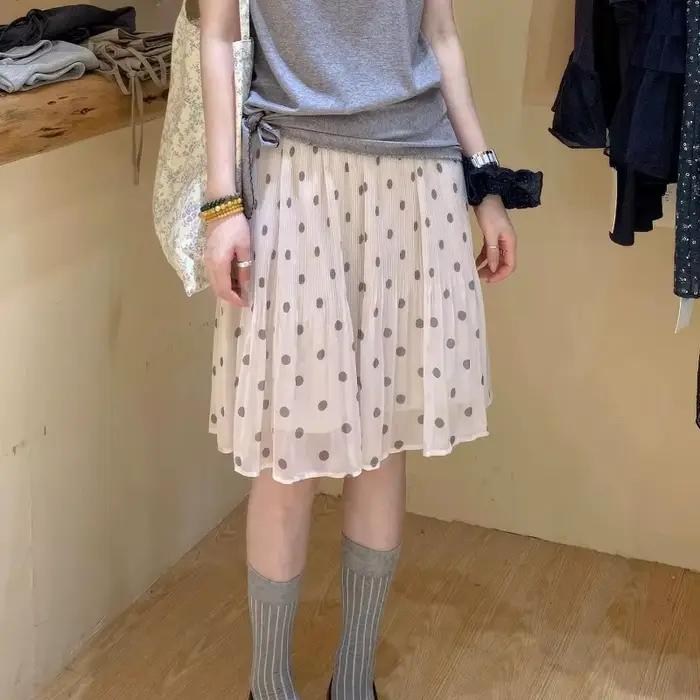 Jupe plissée à pois pour femme