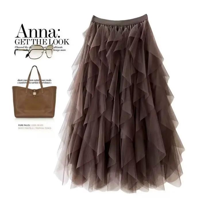 2025 nouvelle mode Tutu Tulle jupe femmes longue Maxi