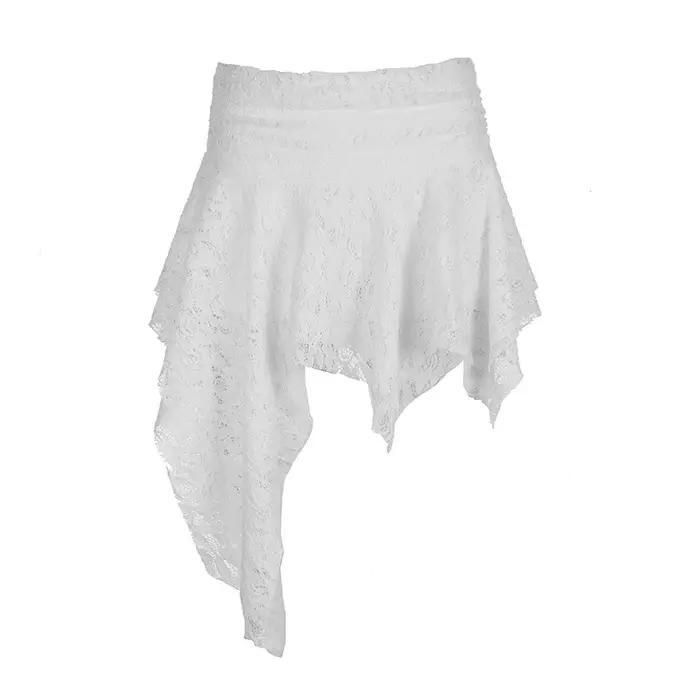 Jupe décontractée polyvalente en dentelle irrégulière au design au crochet motif rose superposé