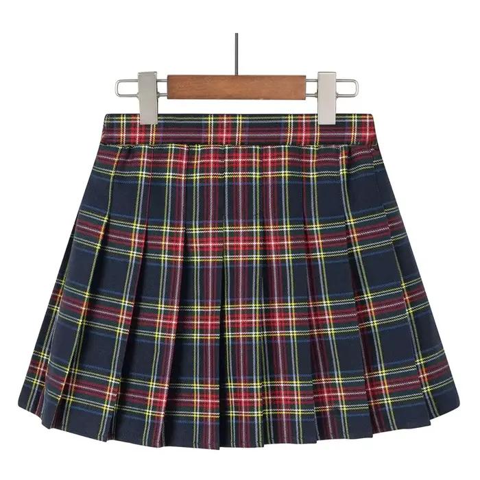 Fille jupe plissée école Campus uniforme adolescent à adulte taille une ligne plissée jupe à carreaux JK danse Performance tenue enfant grande taille