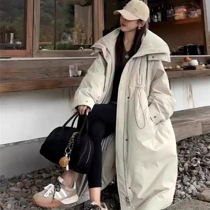 Doudoune courte et longue pour femmes, veste chaude optique à capuche avec wstring de proximité, paresseux et luxueux, nouveau style hiver 2024