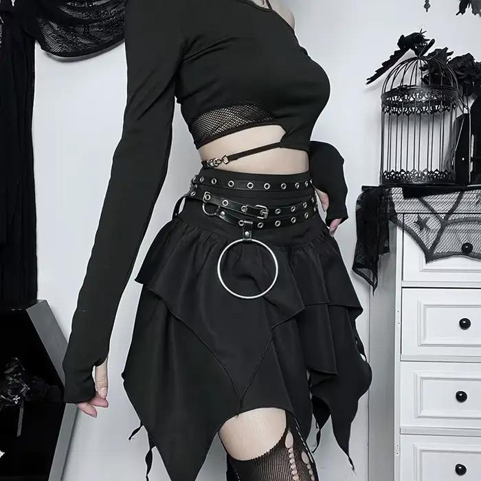 Mode d'été jupes courtes nouvelles femmes Sexy gothique Punk