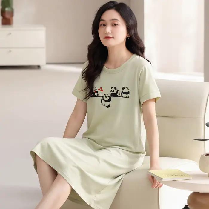 Chemises de nuit d'été en pur coton pour femme, vêtements de détente décontractés pour la maison, longue robe de nuit, tailles M-XXXXL
