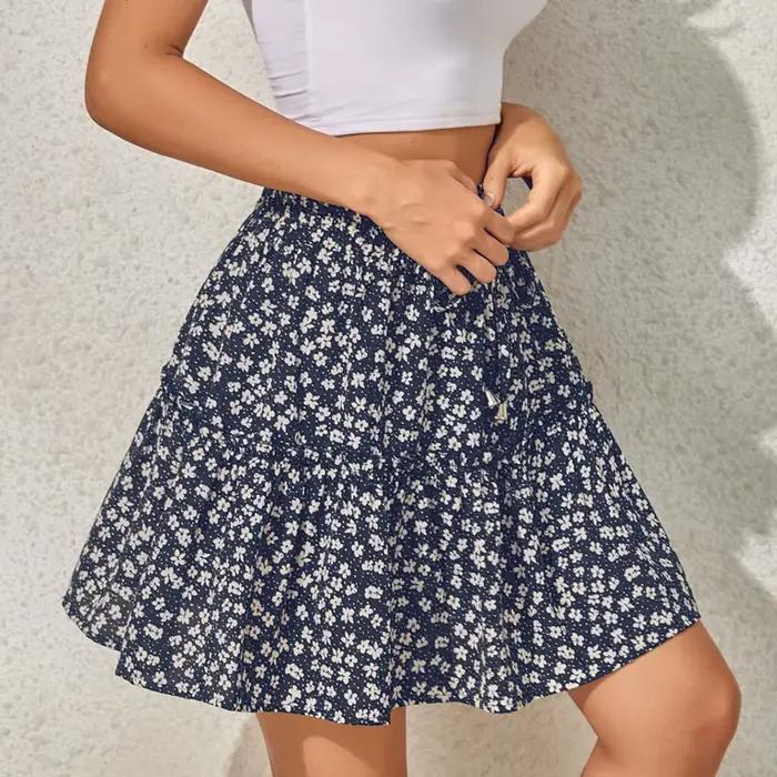 Jupe bohème pour femme à imprimé floral d'été